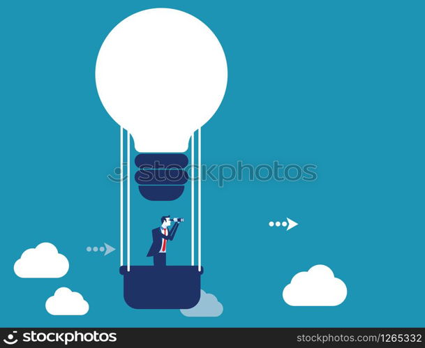 Businessman searching financial investment. Concept business vector illustration. Flat character style.