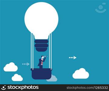 Businessman searching financial investment. Concept business vector illustration. Flat character style.