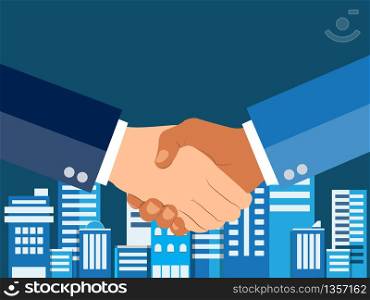 Businessman shaking hands successful agreement. flat design concept. business partnership. vector illustration.