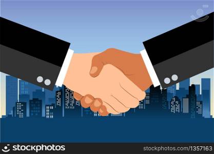 Businessman shaking hands successful agreement. flat design concept. business partnership. vector illustration.
