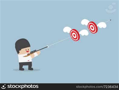 Businessman shoot two targets with one bullet, VECTOR, EPS10