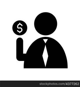 Businessman silhouette with dollar coin. Money payment. Financial concept. Flat art. Vector illustration. Stock image. EPS 10.. Businessman silhouette with dollar coin. Money payment. Financial concept. Flat art. Vector illustration. Stock image.