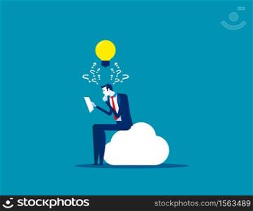 Businessman sitting and analyze. Concept business vector, Data sheet, Learning, Achievement.