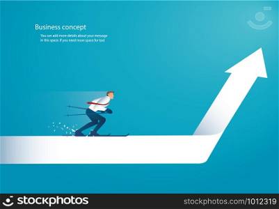 businessman ski on arrow to achieving success vector eps10