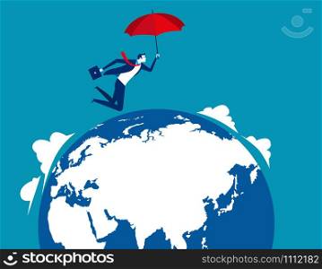 Businessman skydiving. Concept business vector illustration.