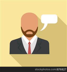 Businessman speech icon. Flat illustration of businessman speech vector icon for web design. Businessman speech icon, flat style