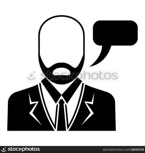 Businessman speech icon. Simple illustration of businessman speech vector icon for web design isolated on white background. Businessman speech icon, simple style