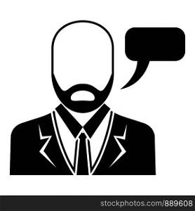 Businessman speech icon. Simple illustration of businessman speech vector icon for web design isolated on white background. Businessman speech icon, simple style