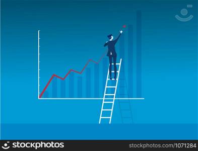 businessman stair make direct growth graph to success business concept.illustrator