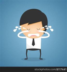 Businessman stand crying