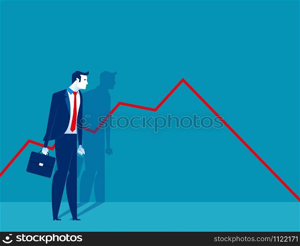 Businessman standing and look a declining chart. Concept business vector illustration.