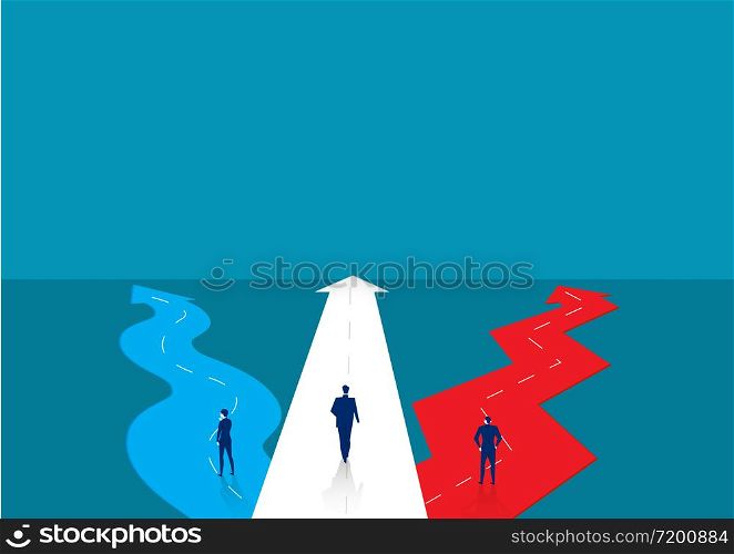 businessman standing for Choose a way. Business success concept. Vector illustration.