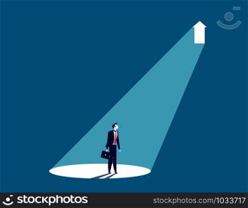 Businessman standing in light. Concept business vector illustration.