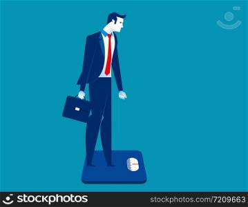 Businessman standing on the scale. Concept business illustration.