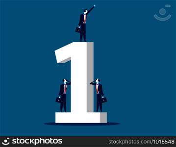 Businessman standing the number one. Concept business vector.