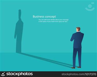 businessman standing with blue wall background , creative thinking concept vector illustration