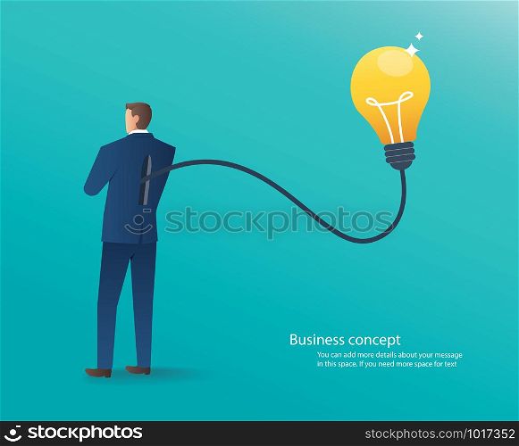 businessman standing with light bulb , concept of creative thinking vector illustration