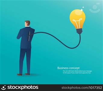 businessman standing with light bulb , concept of creative thinking vector illustration