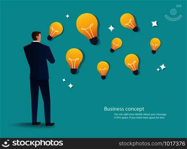 businessman standing with light bulb idea concept vector illustration