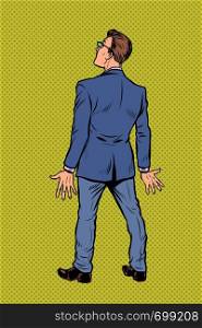 businessman stands back. Pop art retro vector illustration vintage kitsch. businessman stands back