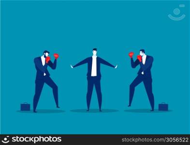 businessman stop conflict.Stop Fighting,employee concept vector