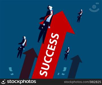 Businessman successful workers. Concept business flying up vector illustration.