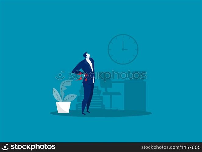 Businessman Suffering from Back Pain on office Illustration.