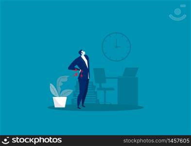 Businessman Suffering from Back Pain on office Illustration.
