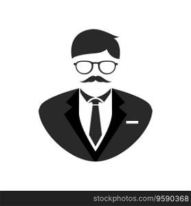 businessman symbol wearing glasses vector icon simple illustration design 