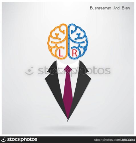 businessman symbol with left and right brain sign ,design for poster flyer cover brochure,education concept ,business idea .vector illustration
