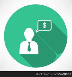 businessman talk about money icon. Flat modern style vector illustration