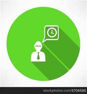 businessman talk about time icon. Flat modern style vector illustration