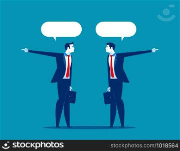 Businessman talk and show in different directions. Concept business vector.