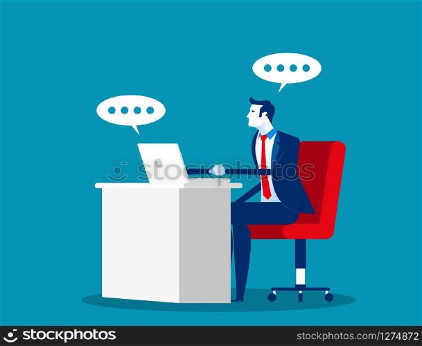 Businessman talking and handshake business through the screen. Concept business technology vector illustration.