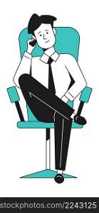Businessman talking on phone. Man sitting in office chair. Vector illustration. Businessman talking on phone. Man sitting in office chair