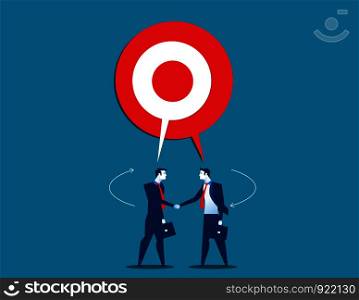 Businessman talking with shared target speech bubble. Concept business illustration