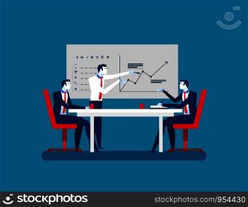 Businessman teamwork colleagues discuss future plans. Concept business character cartoon illustration. Vector office business flat