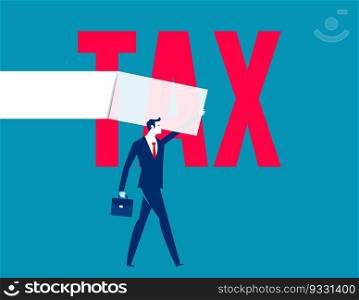 Businessman teared tax word. Business finance and profit vector