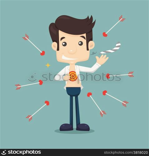 Businessman tearing his shirt to show target symbol , eps10 vector format