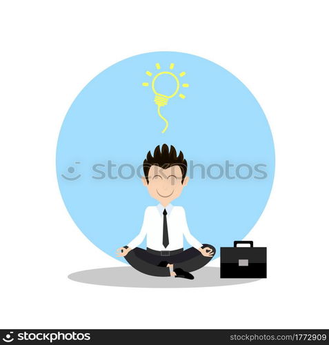 Businessman Thinking During Meditation Cartoon Flat Background — 8075