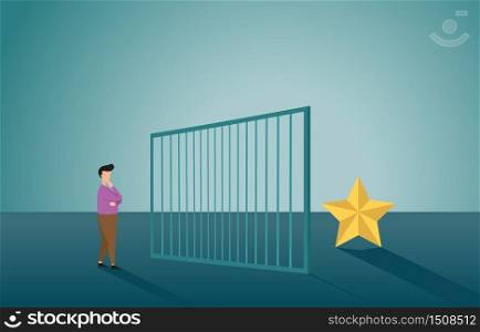 Businessman Thinking How to Reach Target with Mental Block Obstacle Business Concept Illustration