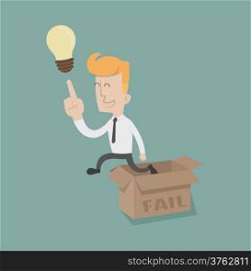 Businessman thinking outside the box , eps10 vector format