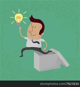 Businessman thinking outside the box , eps10 vector format