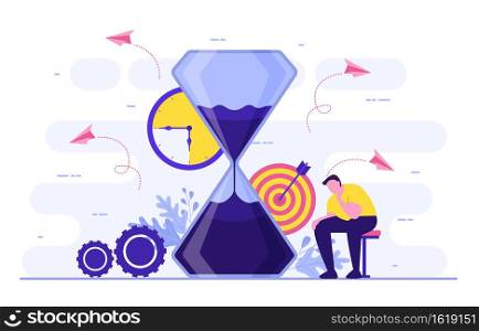 Businessman Thinking Time Management Business Strategy Illustration
