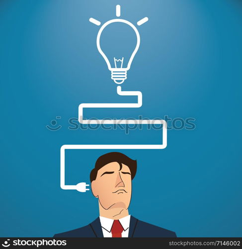 Businessman thinking with light bulb shape. concept of thinking