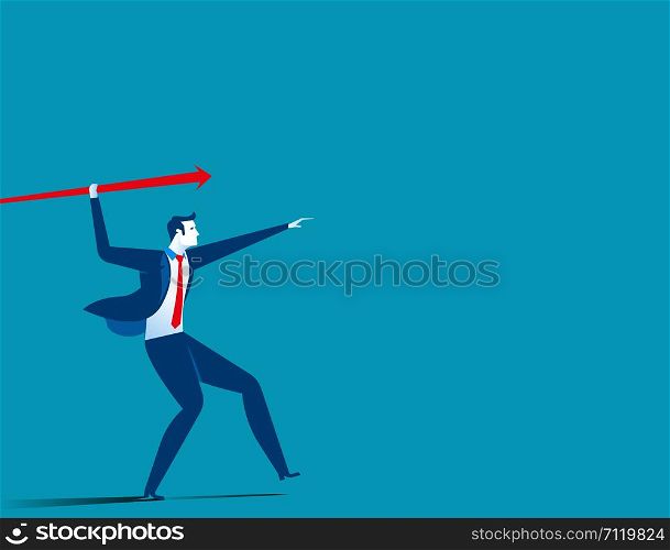 Businessman throwing the javelin. Concept business illustration. Vector flat