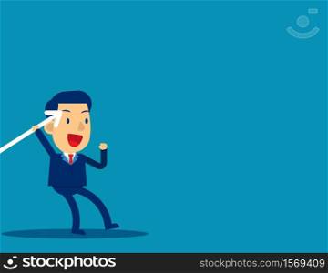 Businessman throwing the javelin. Concept cute business vector illustration, Sport, Growth.