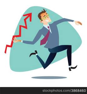 Businessman throws up a schedule of sales like spear The topics of business through images of sport and athletes in the competition. Competition success and work. Businessman throws up a schedule of sales like spear business sp