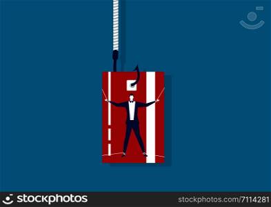 businessman trap with credit card phishing debt concept vector