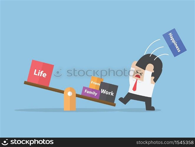 Businessman trying to balance his life, VECTOR, EPS10